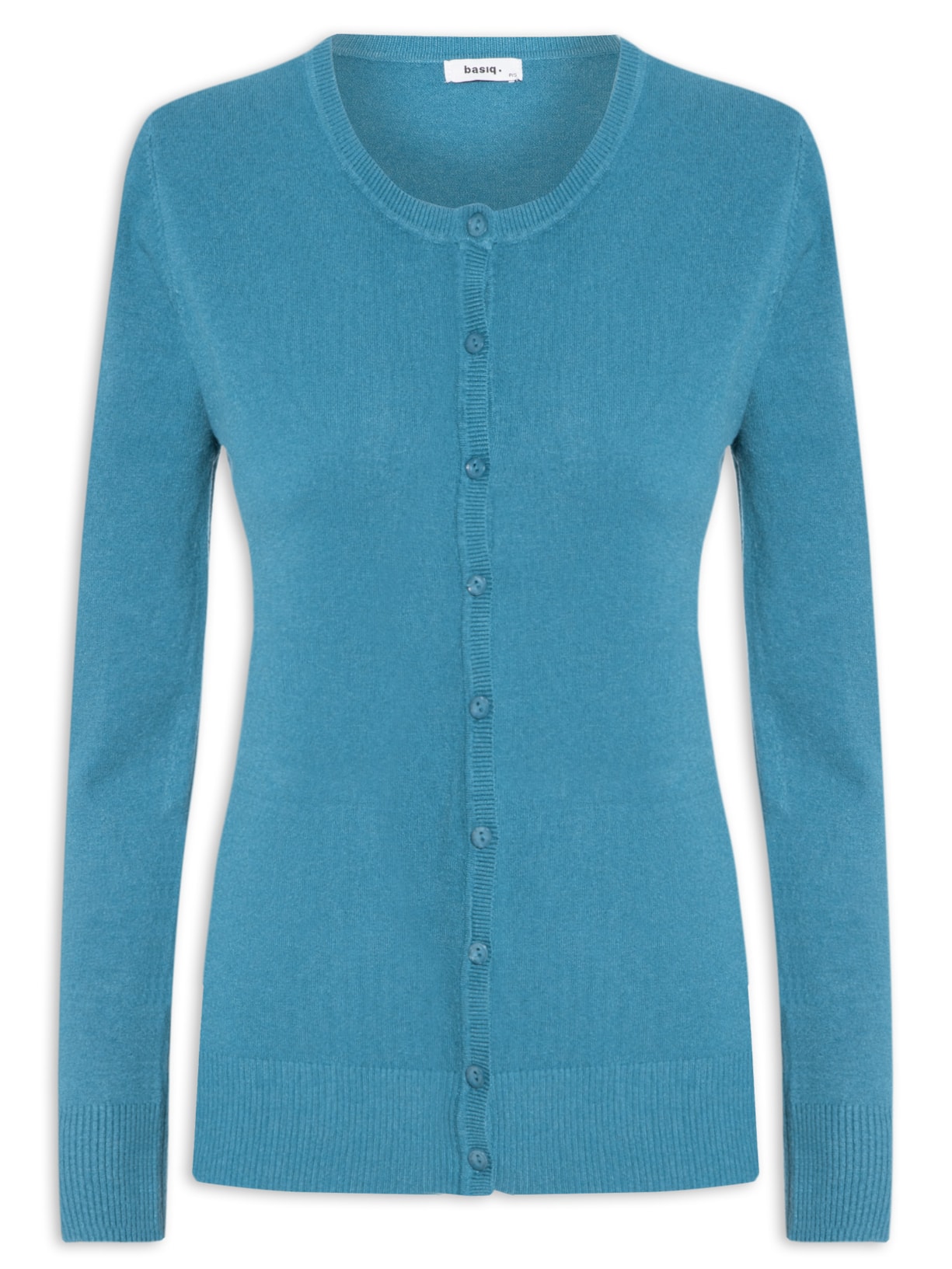 Cardigã Feminino com Abotoamento e Decote U - Azul