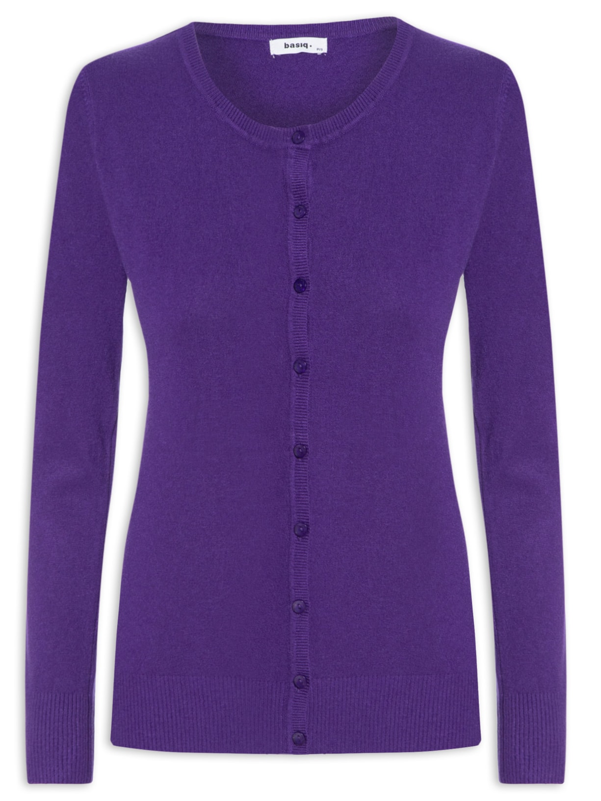 Cardigã Feminino com Abotoamento e Decote U - Roxo