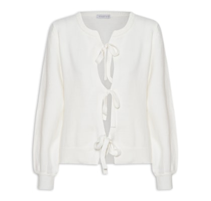 Cardigã Feminino Com Amarração - Off White