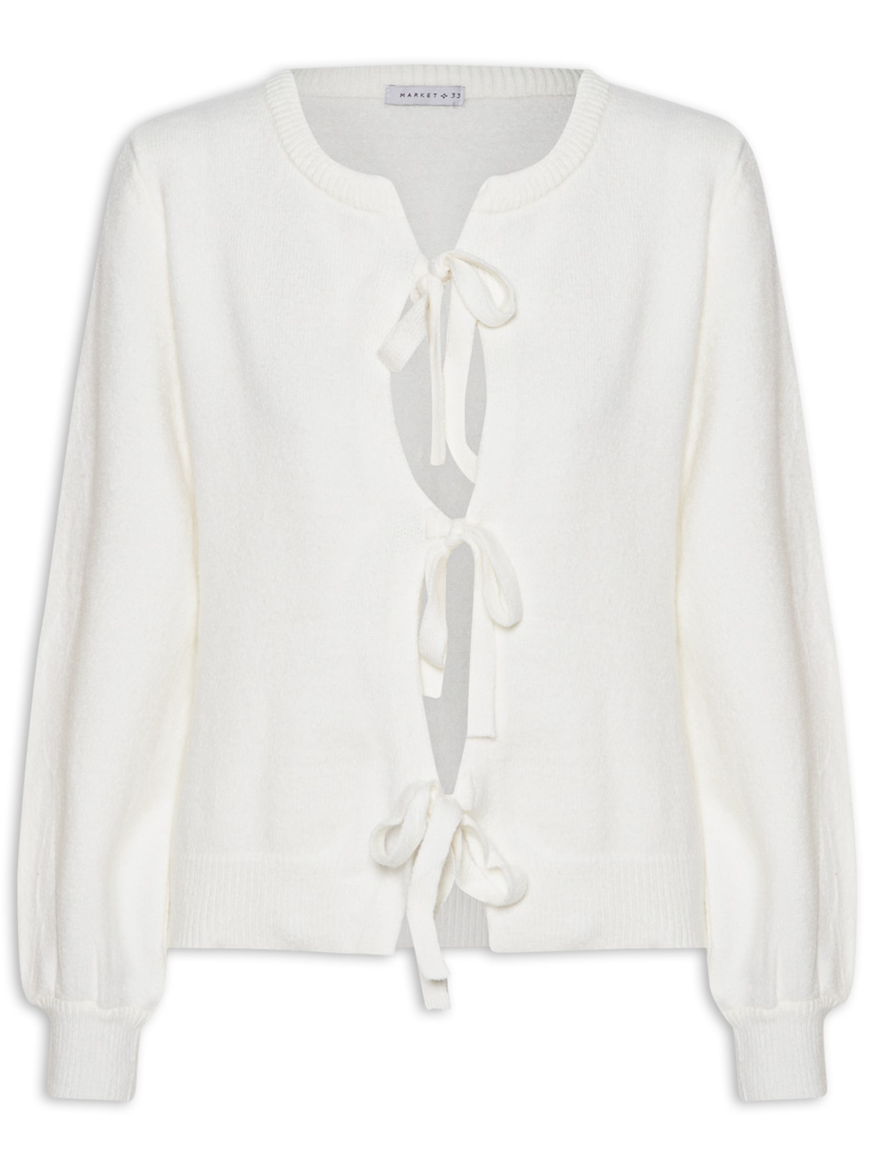 Cardigã Feminino Com Amarração - Off White