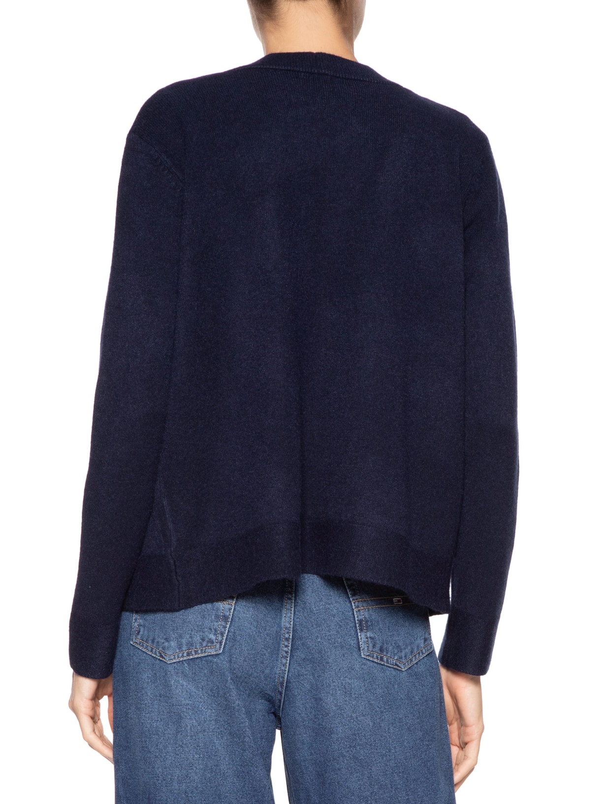 Cardigã Feminino Comfy Em Tricot Azul Basiq