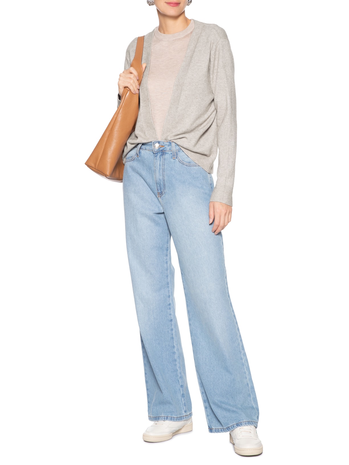 Cardigã Feminino Comfy Em Tricot Bege Basiq