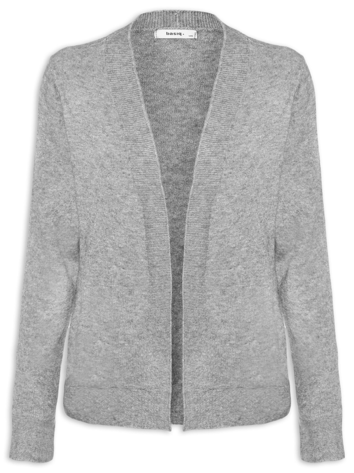Cardigã Feminino Comfy Em Tricot Cinza Basiq