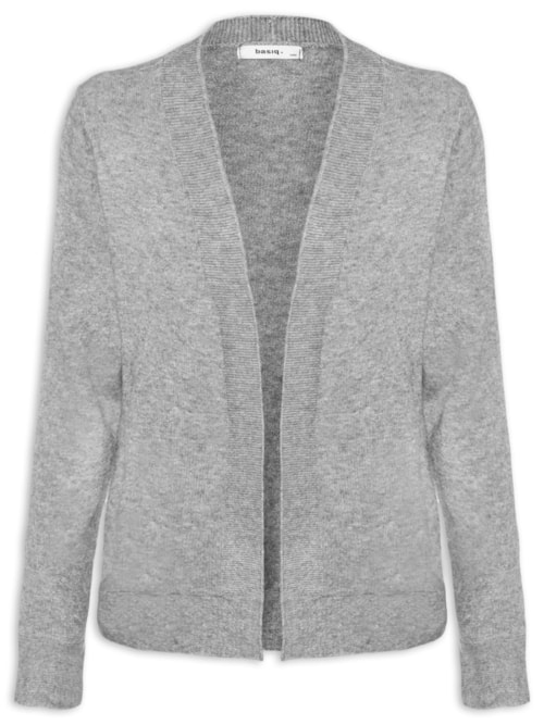 Cardigã Feminino Comfy Em Tricot - Cinza