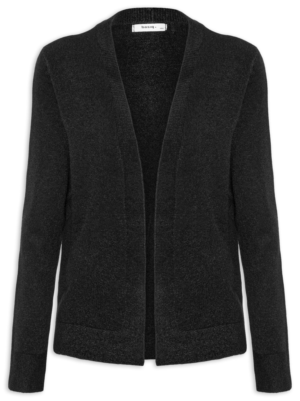 Cardigã Feminino Comfy Em Tricot Preto Basiq