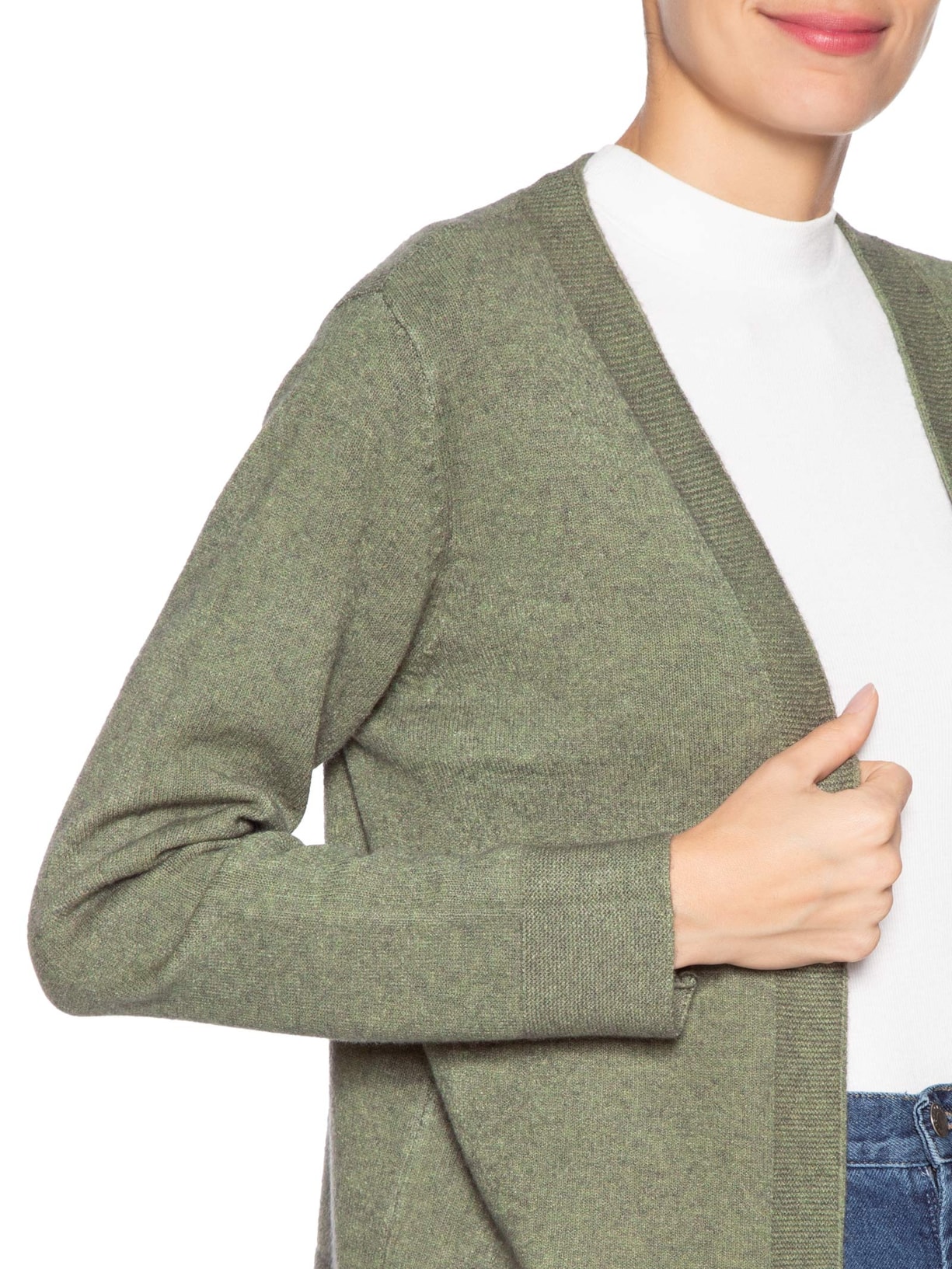 Cardigã Feminino Comfy Em Tricot Verde Basiq