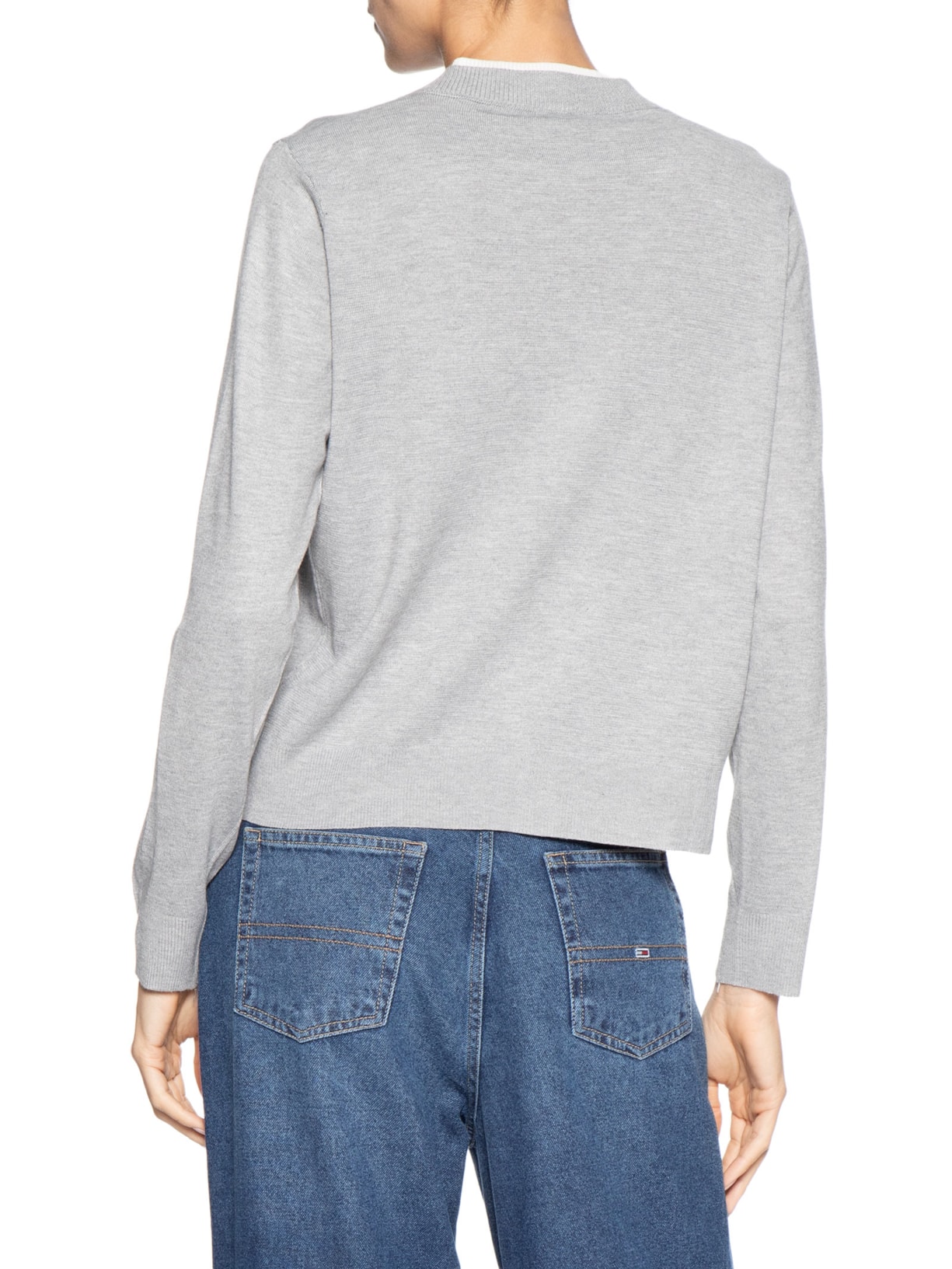 Cardigã Feminino Detalhe Bicolor Cinza Basiq