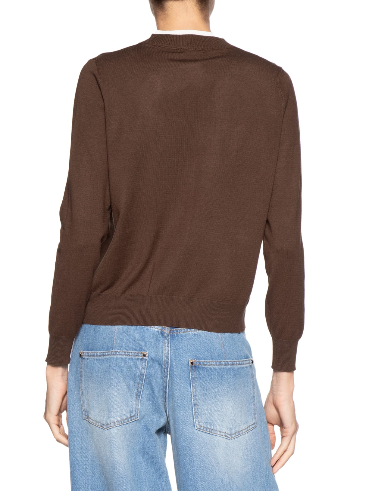 Cardigã Feminino Detalhe Bicolor Marrom Basiq