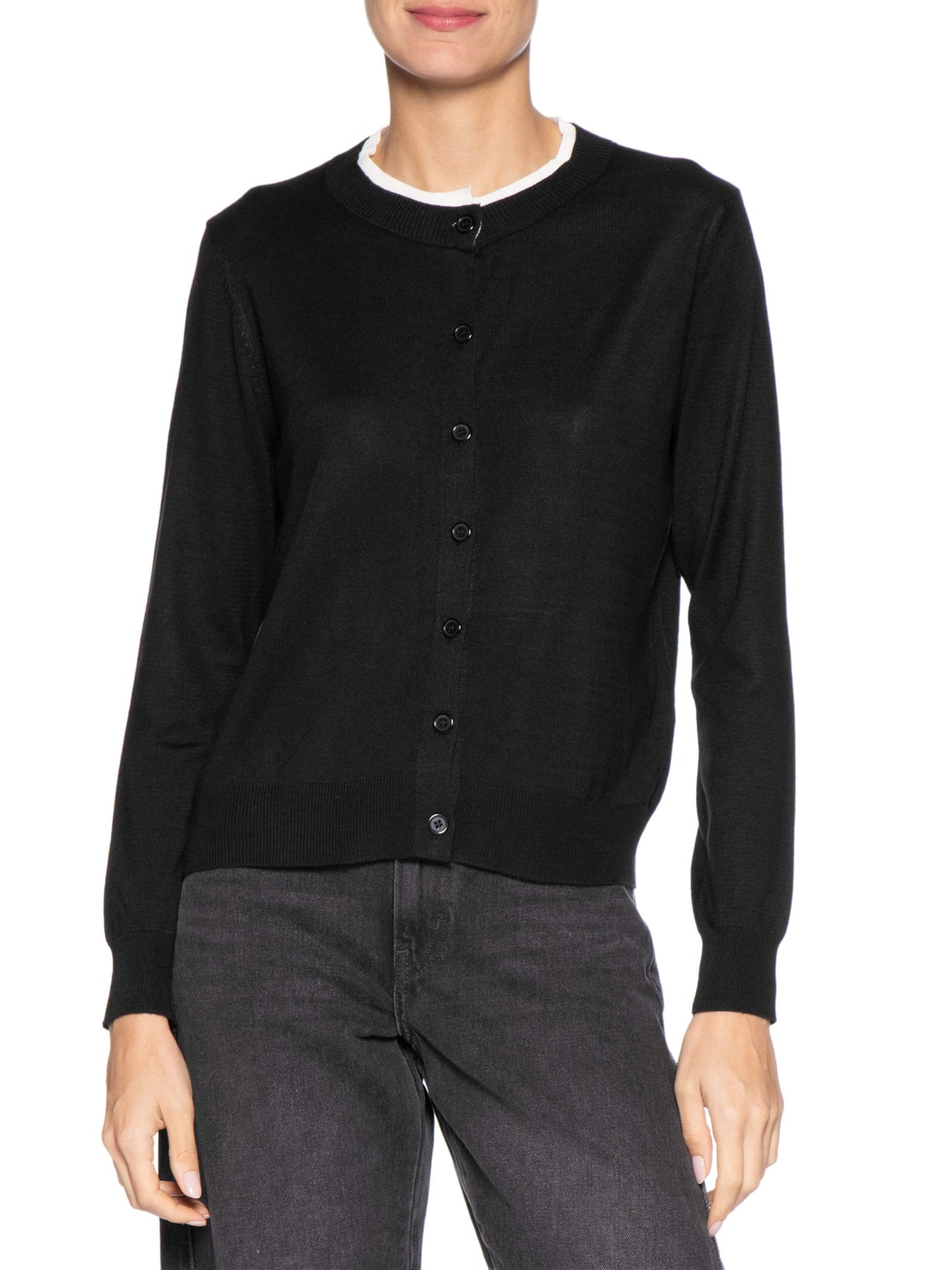 Cardigã Feminino Detalhe Bicolor Preto Basiq