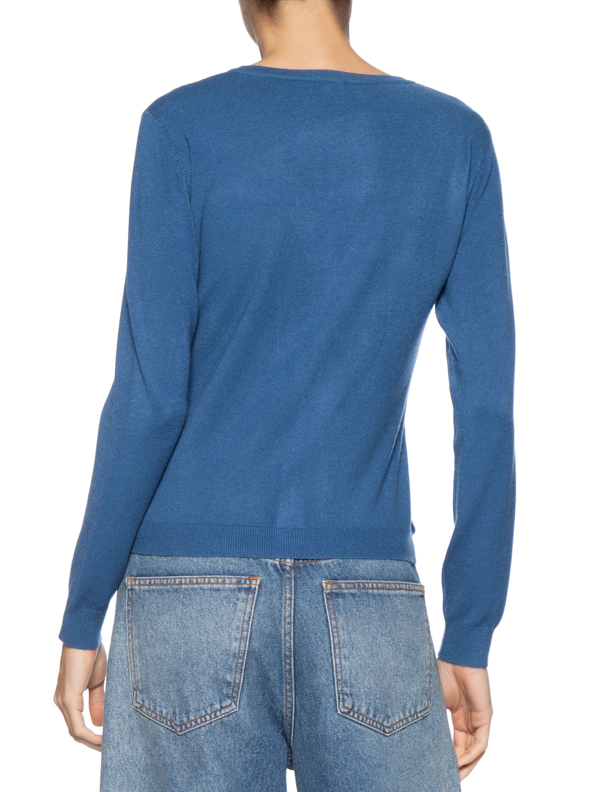 Cardigã Feminino Em Tricot Azul Basiq