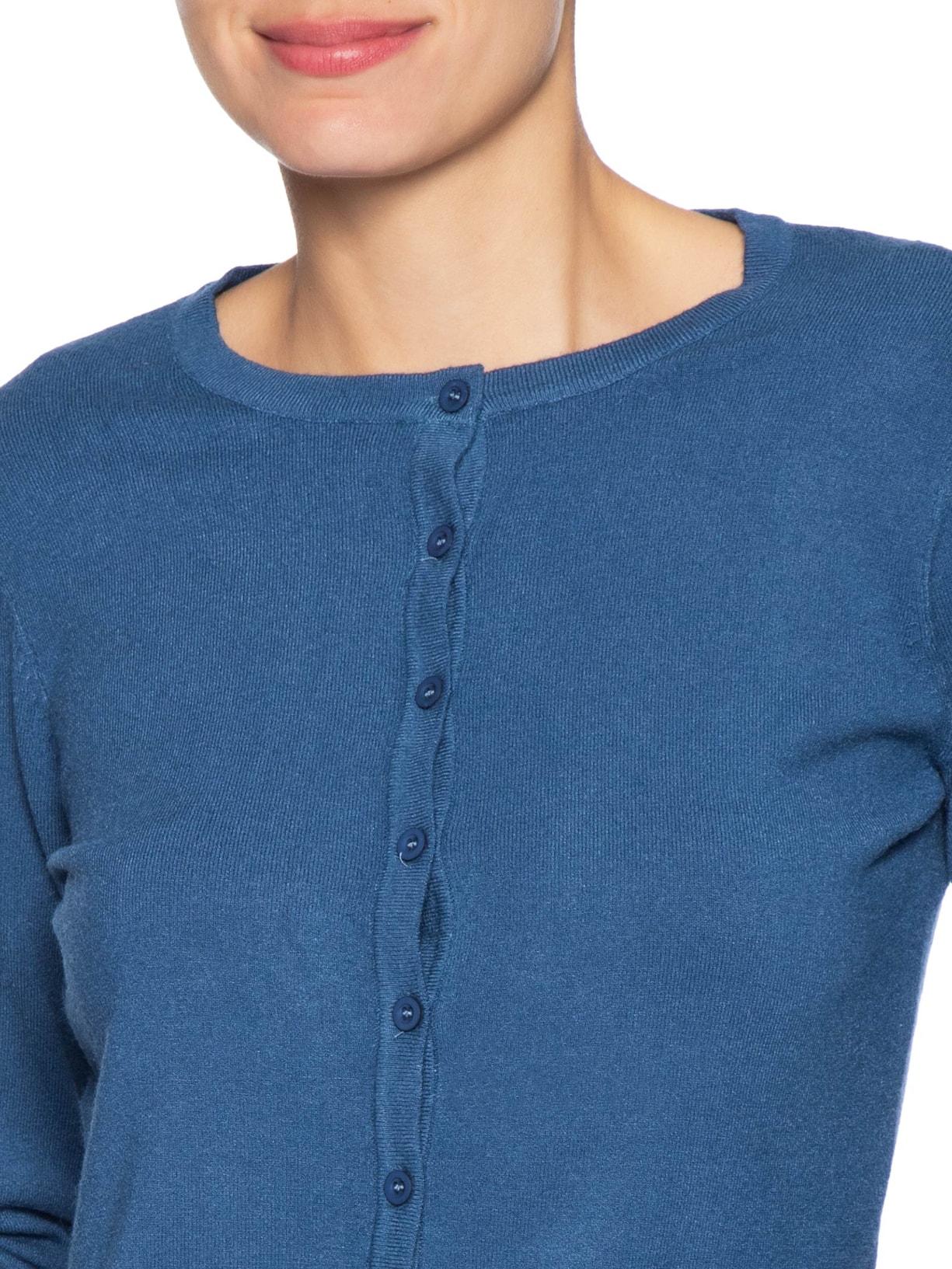 Cardigã Feminino Em Tricot Azul Basiq
