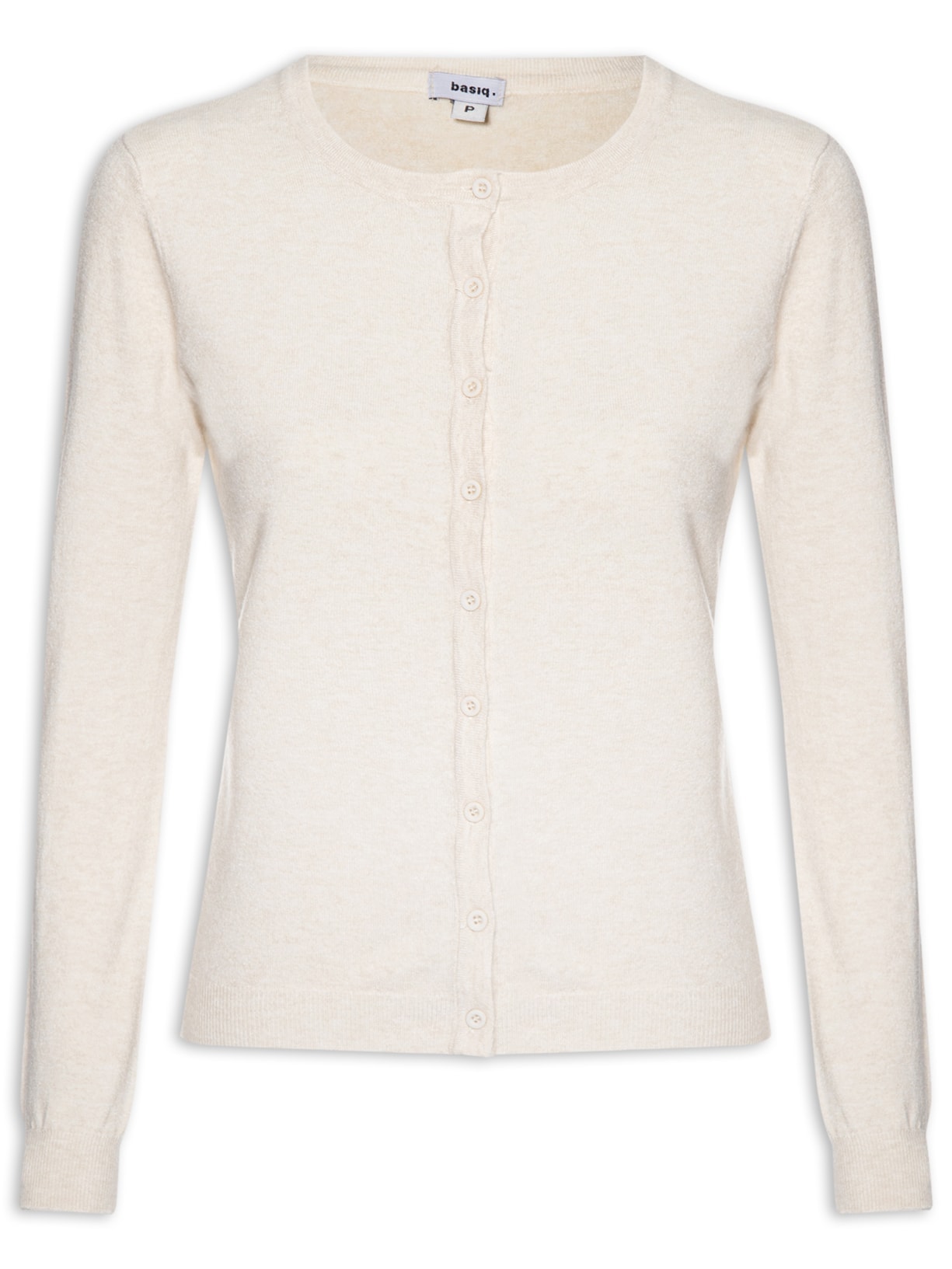 Cardigã Feminino Em Tricot Bege Basiq