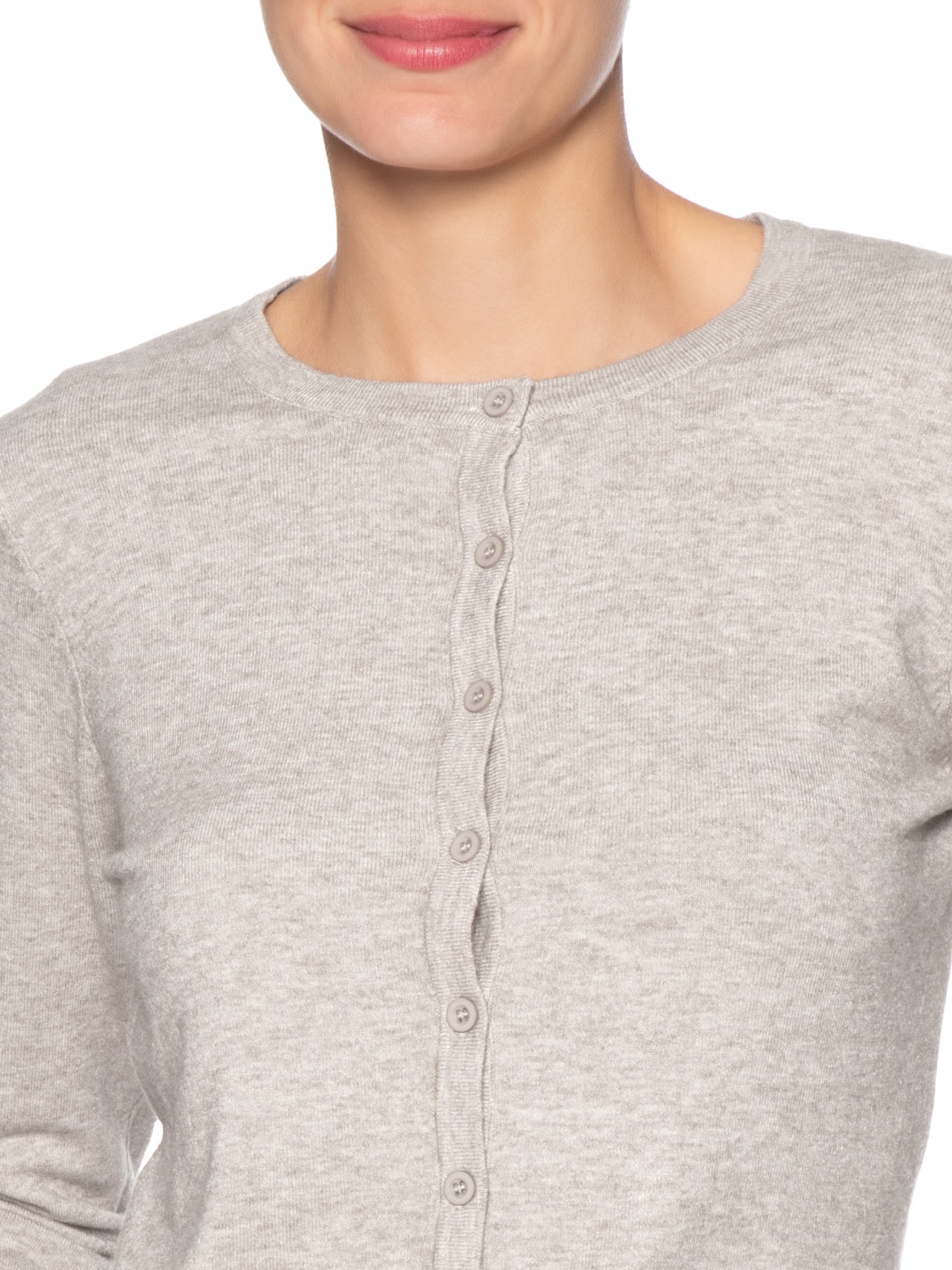 Cardigã Feminino Em Tricot Bege Basiq