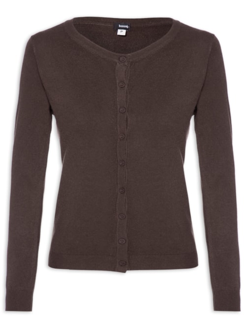 Cardigã Feminino Em Tricot - Marrom