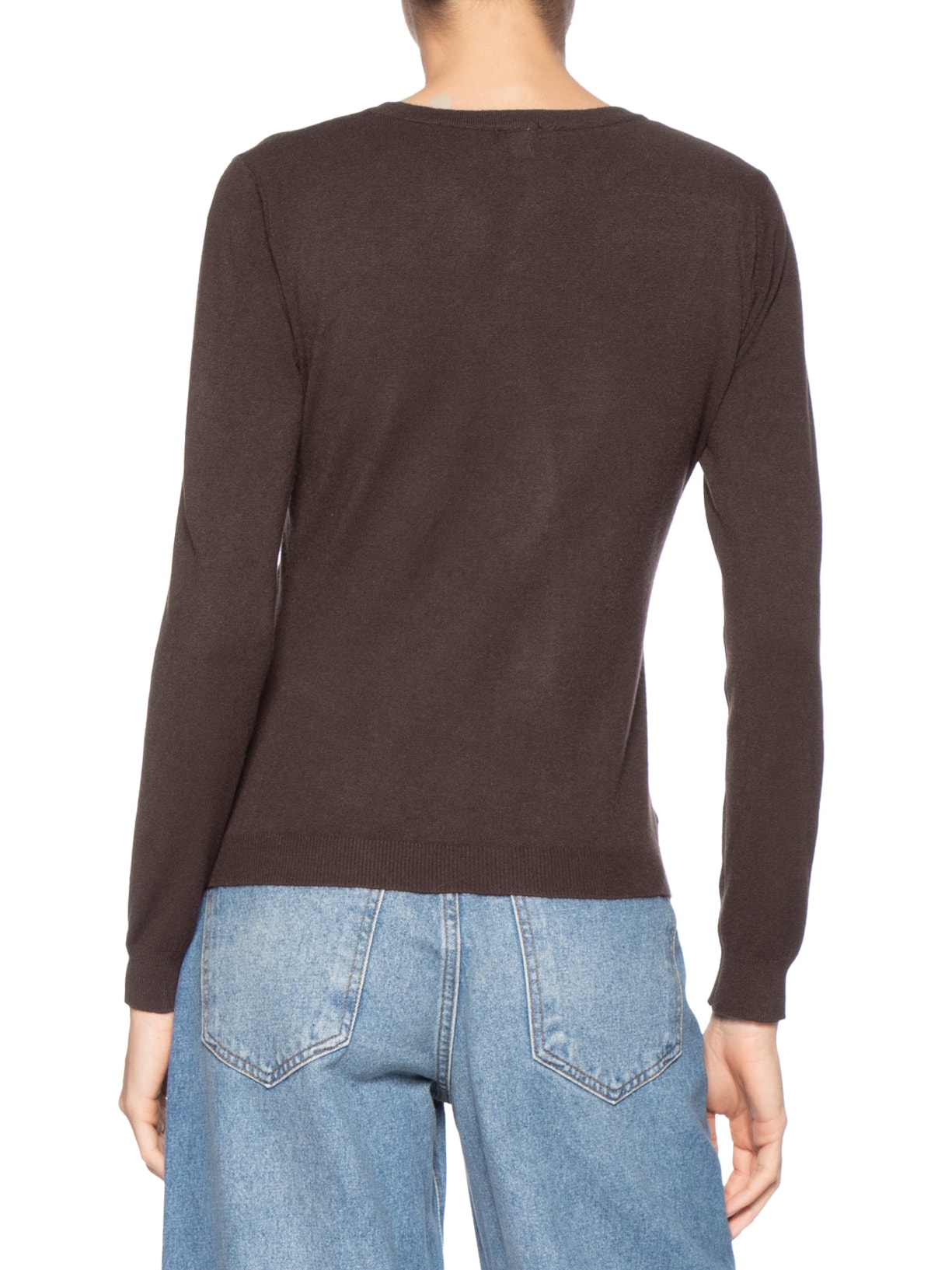 Cardigã Feminino Em Tricot Marrom Basiq