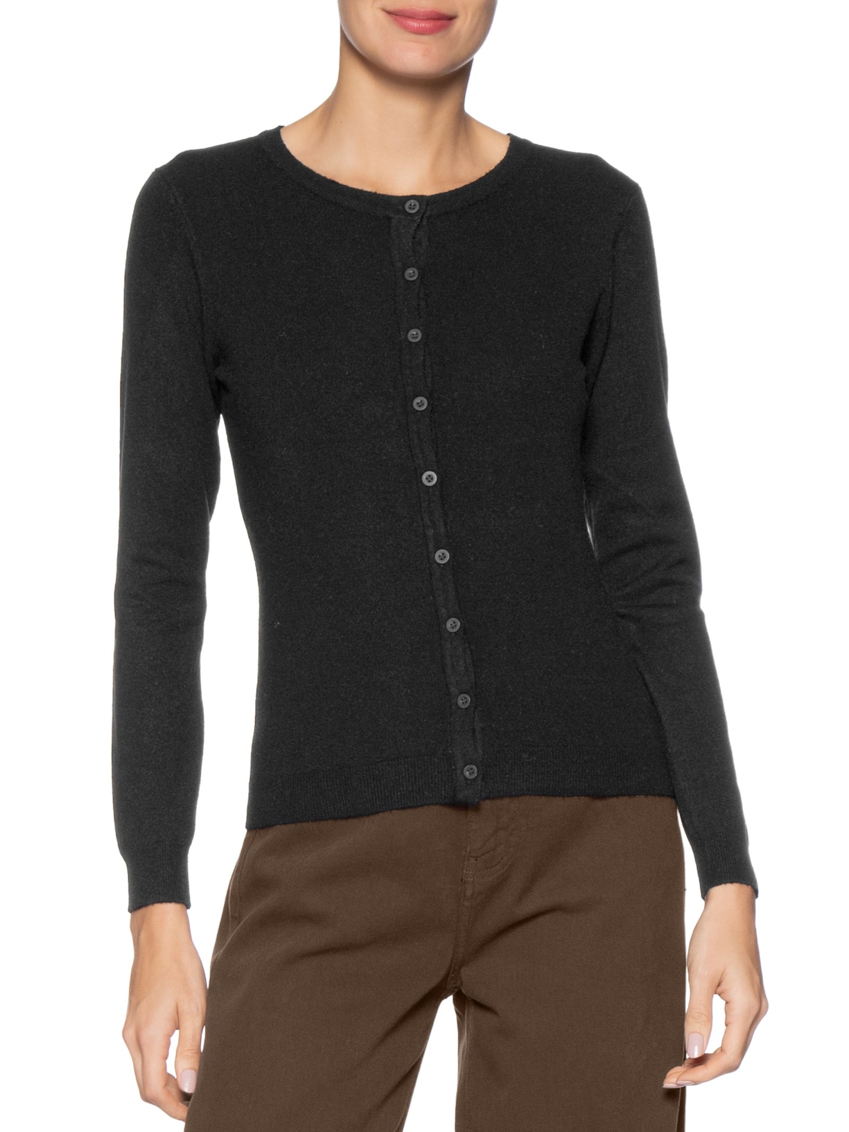 Cardigã Feminino Em Tricot Preto Basiq