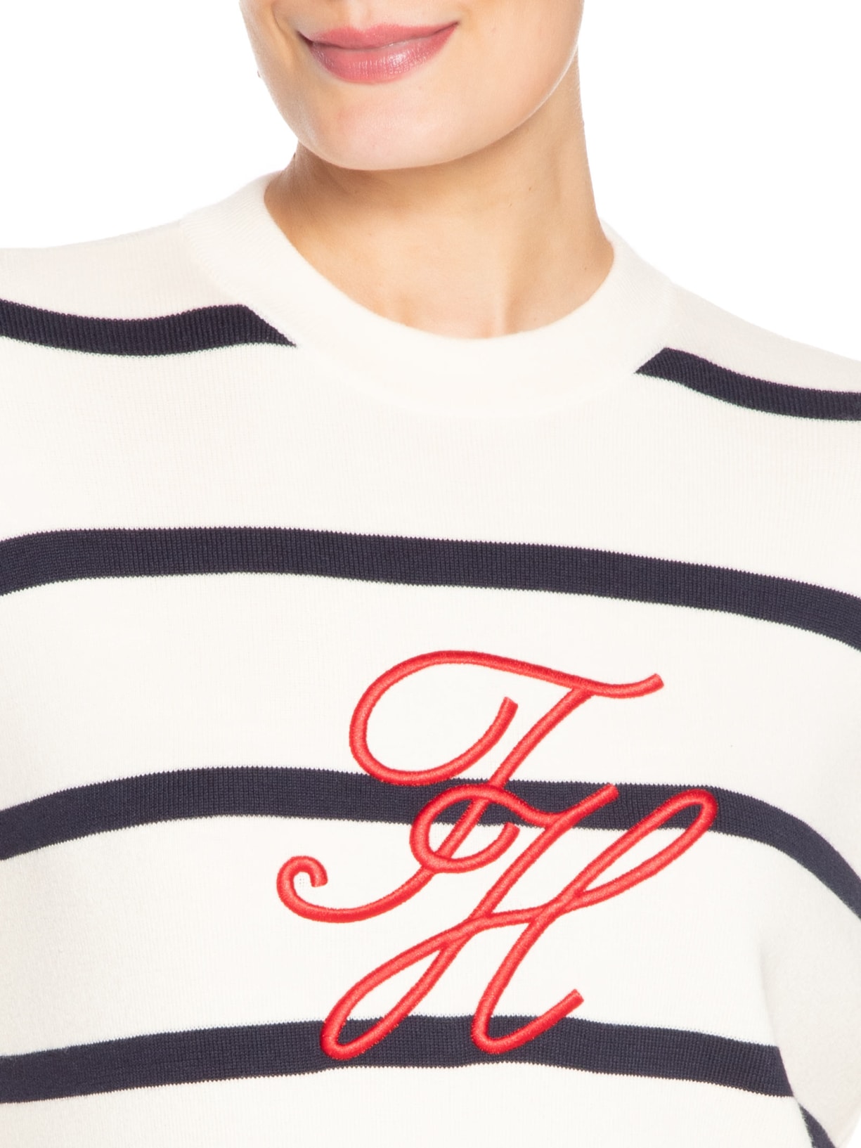 Cardigã Feminino Full Needle Graphic Branco Tommy Hilfiger