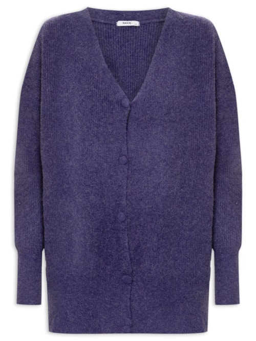 Cardigã Feminino Oversized Texturizado - Azul