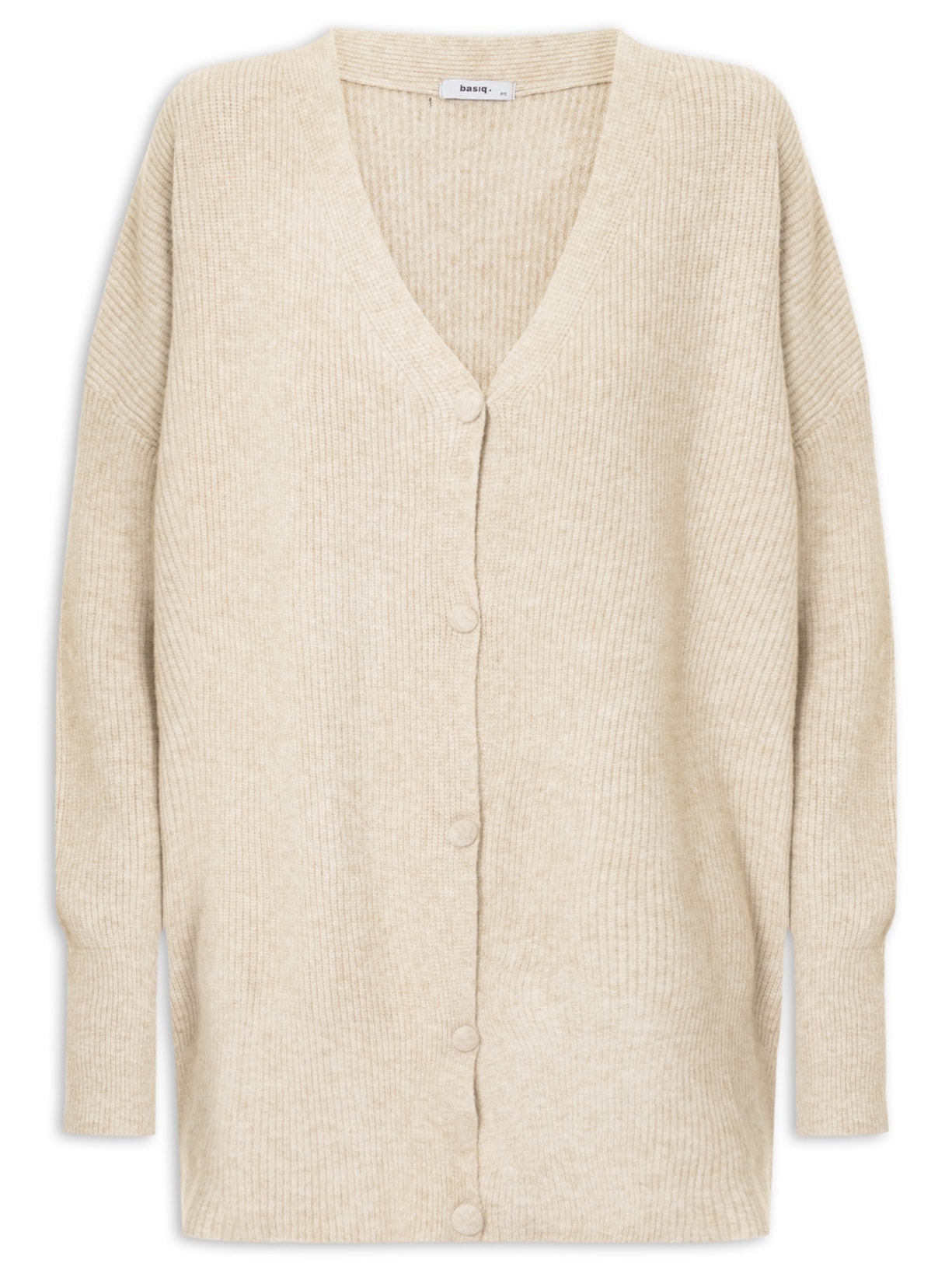 Cardigã Feminino Oversized Texturizado Bege Basiq