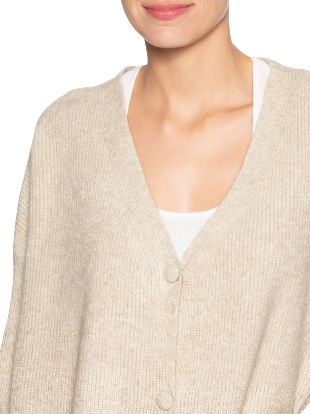 Cardigã Feminino Oversized Texturizado Bege Basiq