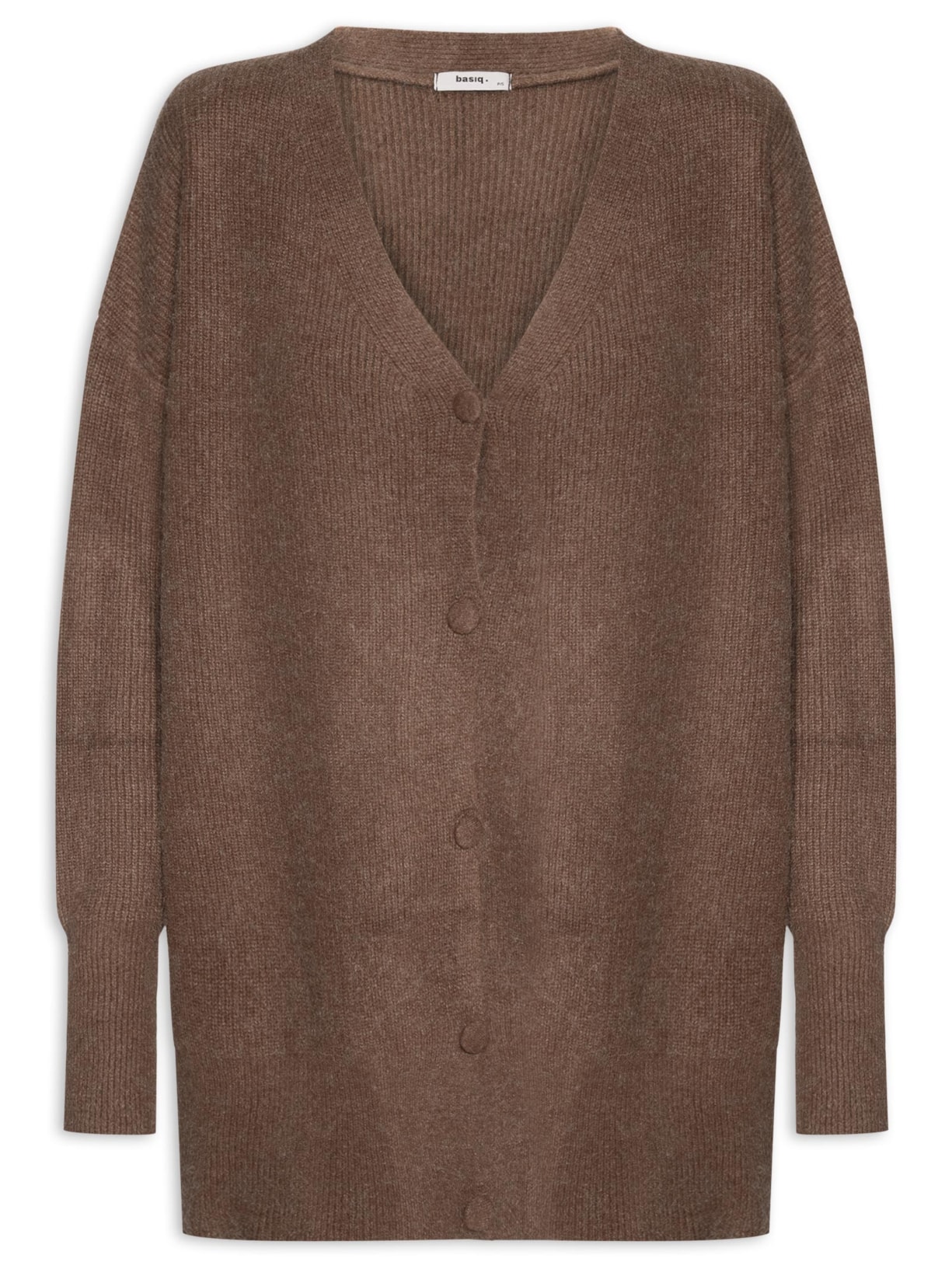 Cardigã Feminino Oversized Texturizado Marrom Basiq