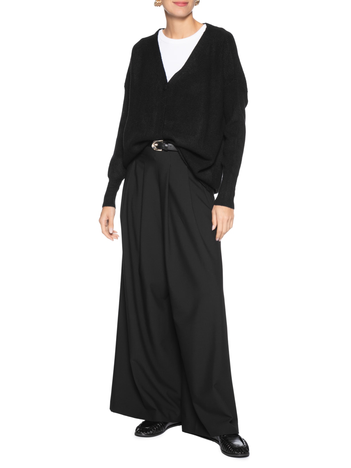 Cardigã Feminino Oversized Texturizado Preto Basiq