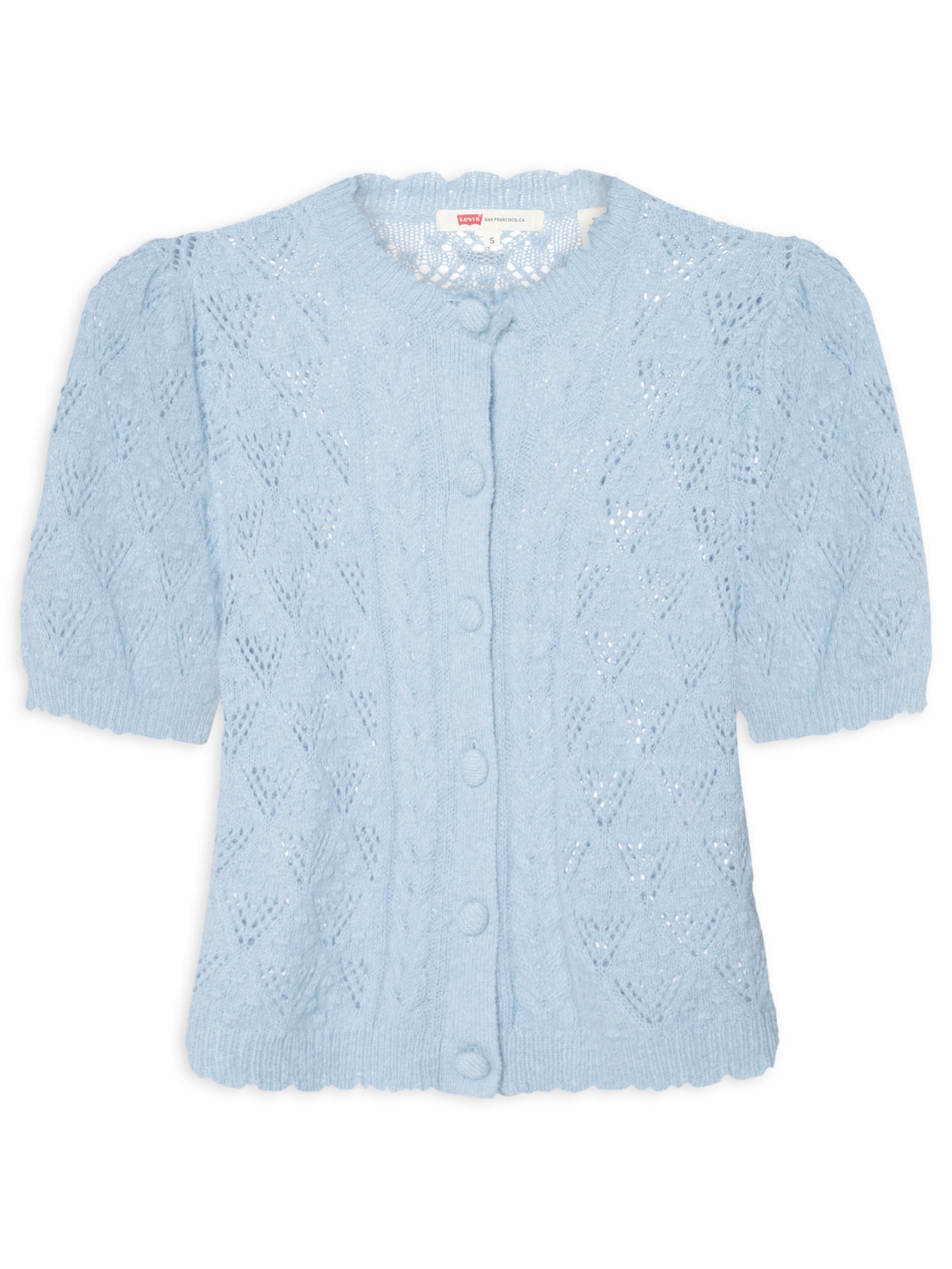 Cardigã Feminino Pauline Pointelle SS Cardi - Azul