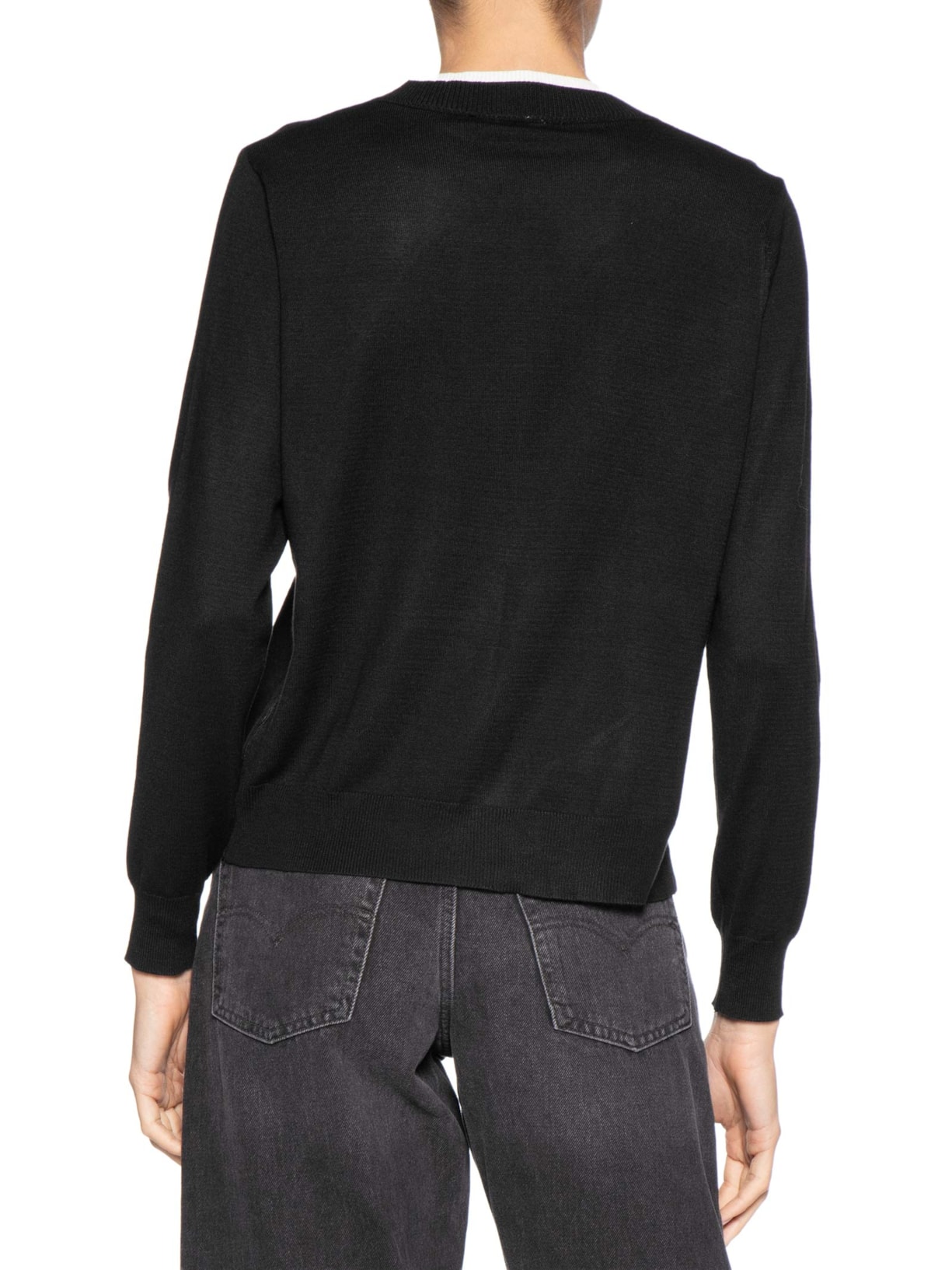 Cardigã Feminino Tricot Detalhe Bicolor Preto Basiq