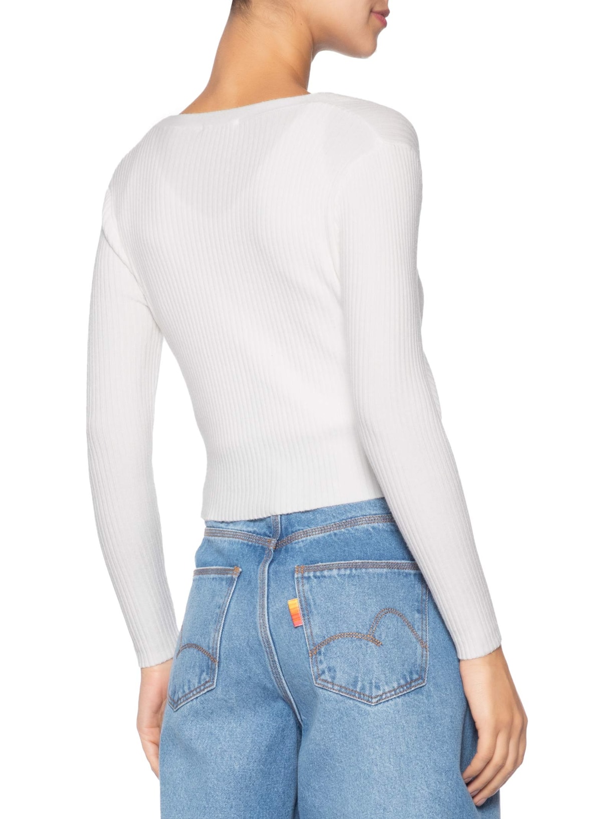 Cardigã Feminino Tricot Gola V Off White Basiq