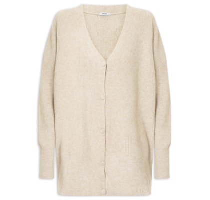 Cardigã Feminino Tricot Oversized Texturizado - Bege