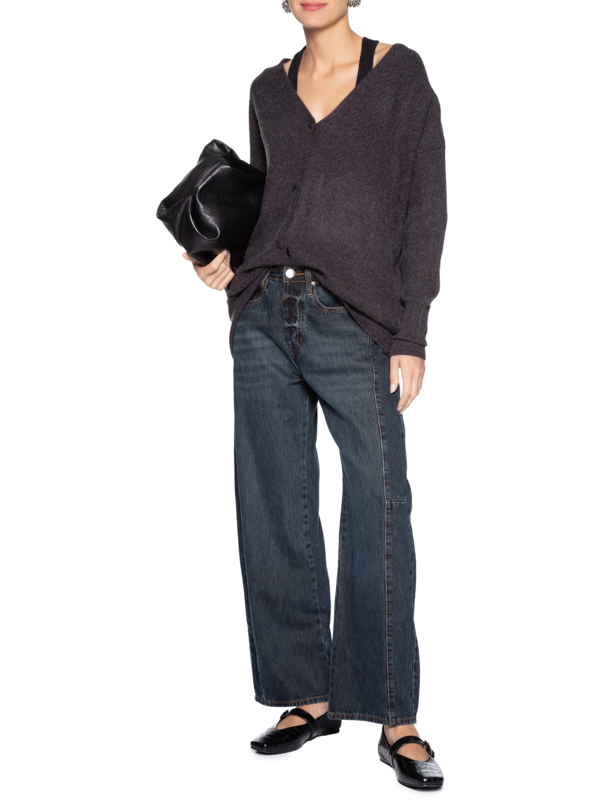 Cardigã Feminino Tricot Oversized Texturizado Cinza Basiq