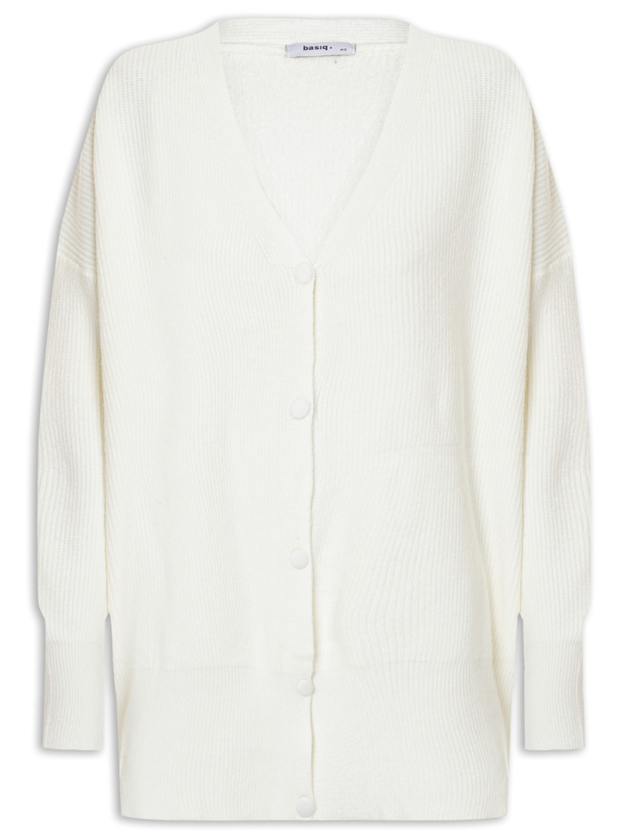 Cardigã Feminino Tricot Oversized Texturizado Off White Basiq