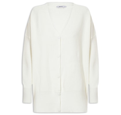 Cardigã Feminino Tricot Oversized Texturizado - Off White