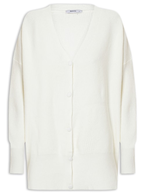 Cardigã Feminino Tricot Oversized Texturizado - Off White