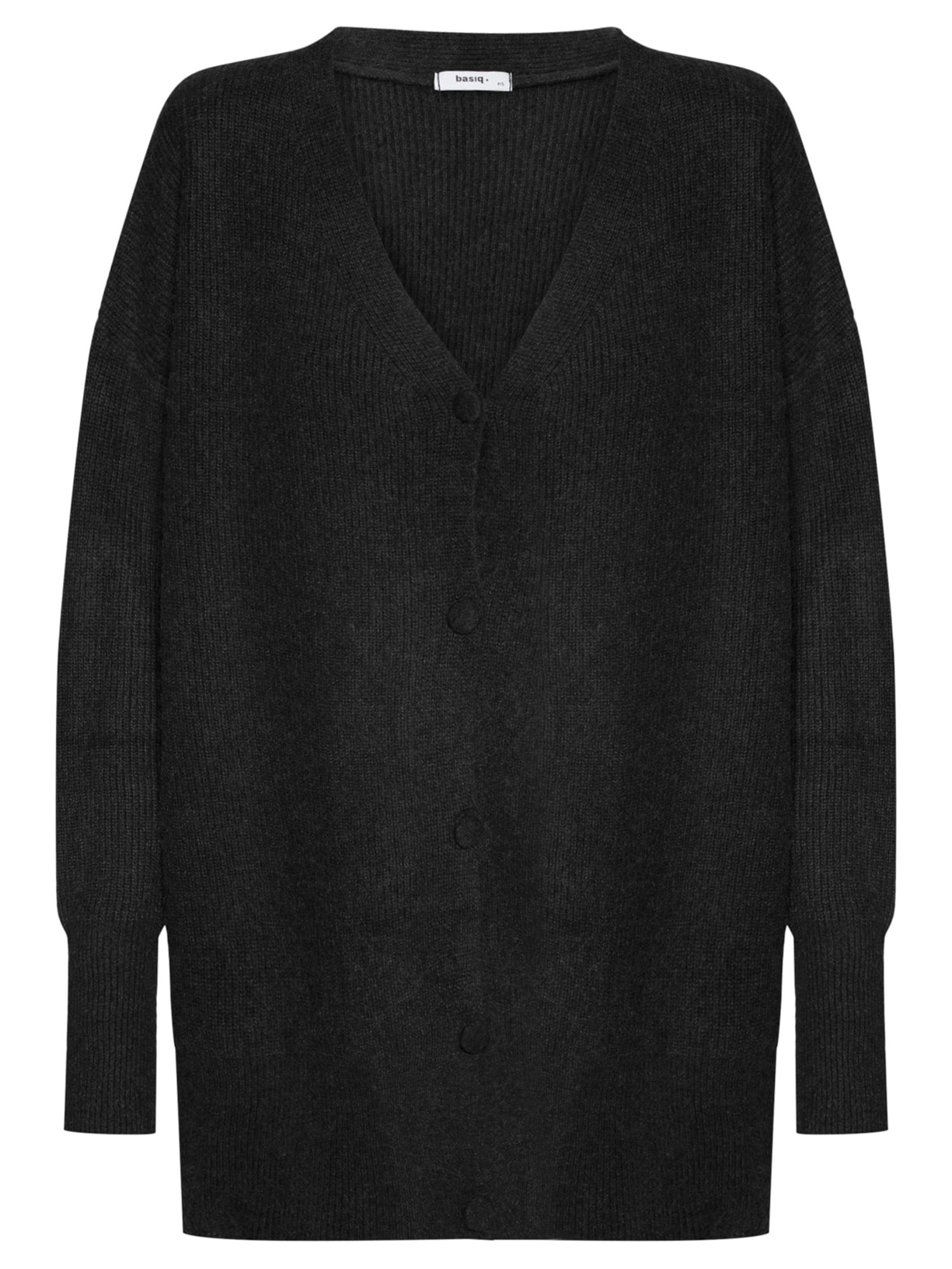 Cardigã Feminino Tricot Oversized Texturizado Preto Basiq