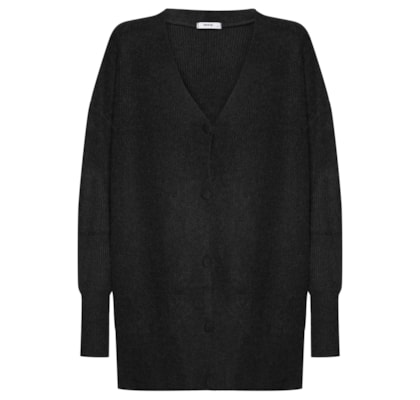 Cardigã Feminino Tricot Oversized Texturizado - Preto