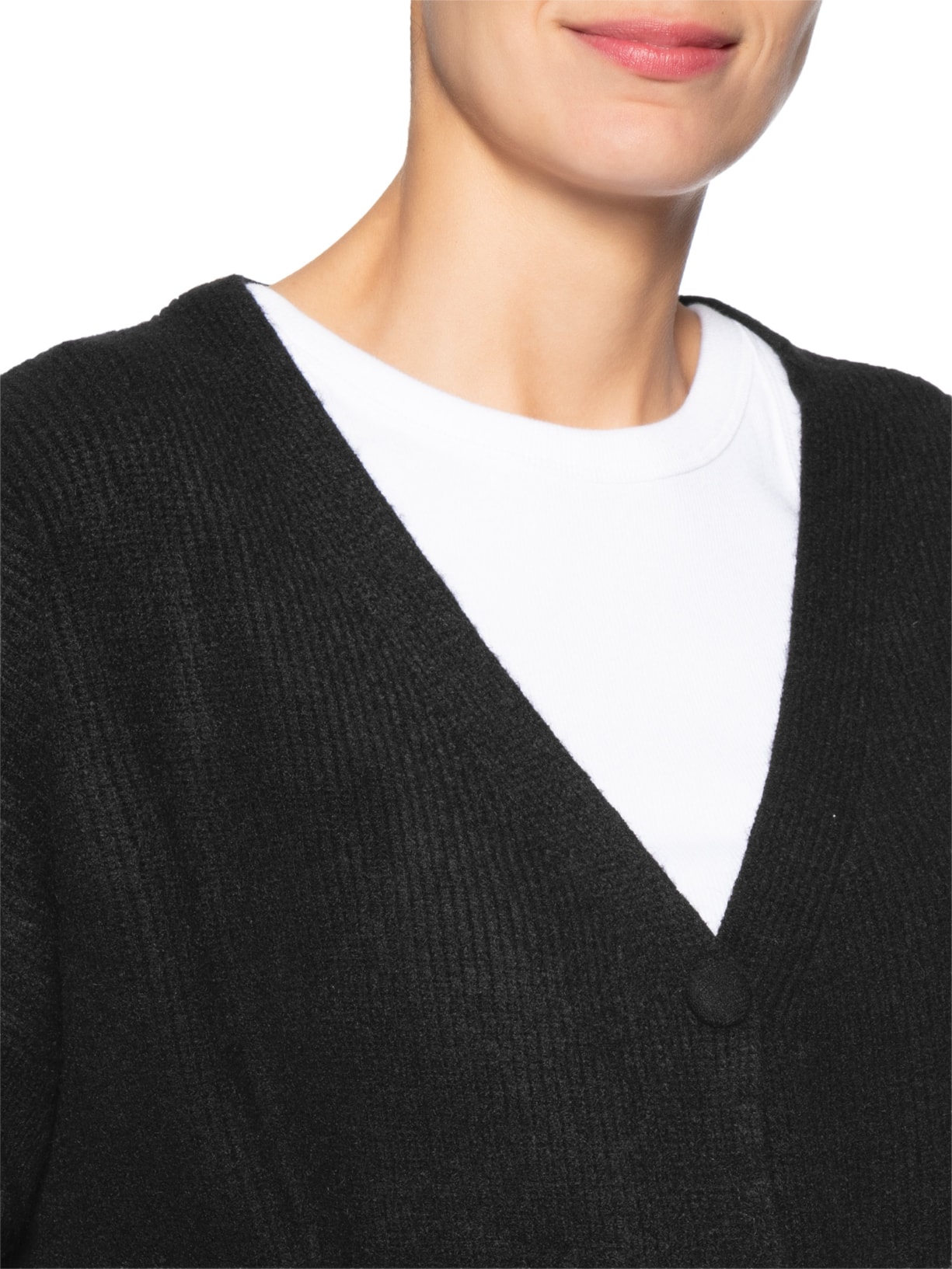 Cardigã Feminino Tricot Oversized Texturizado Preto Basiq