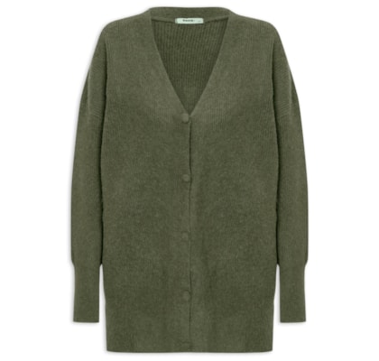 Cardigã Feminino Tricot Oversized Texturizado - Verde