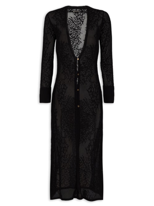 Cardigã Longo Eiman Tricot - Preto
