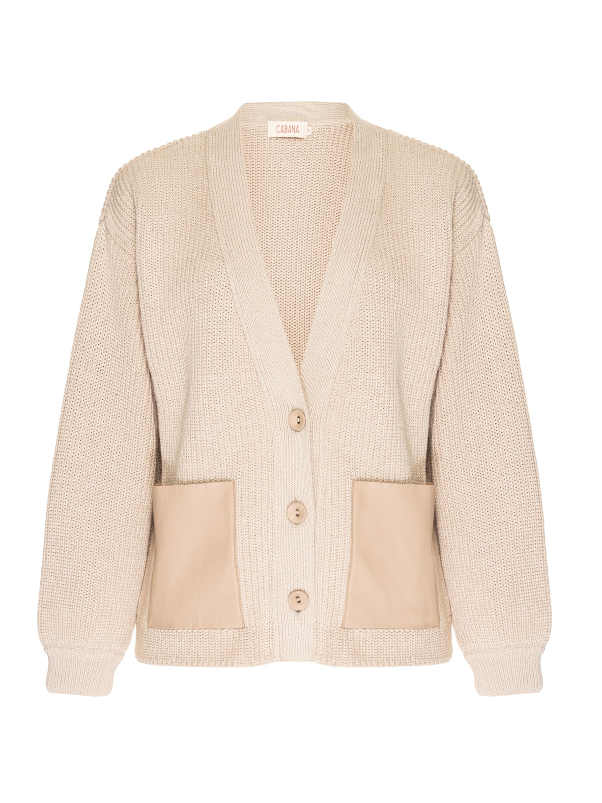 Cardigan Bolso Couro Areia