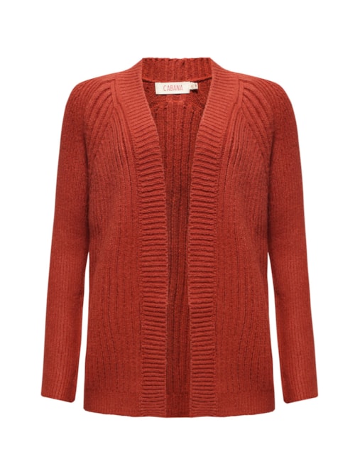 Cardigan Canelado Tijolo