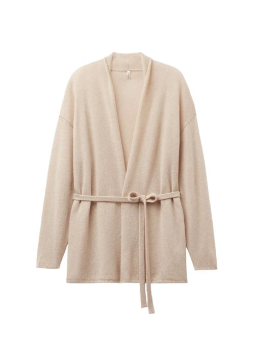 Cardigan Com Cinto 100% Cashmere - Bege