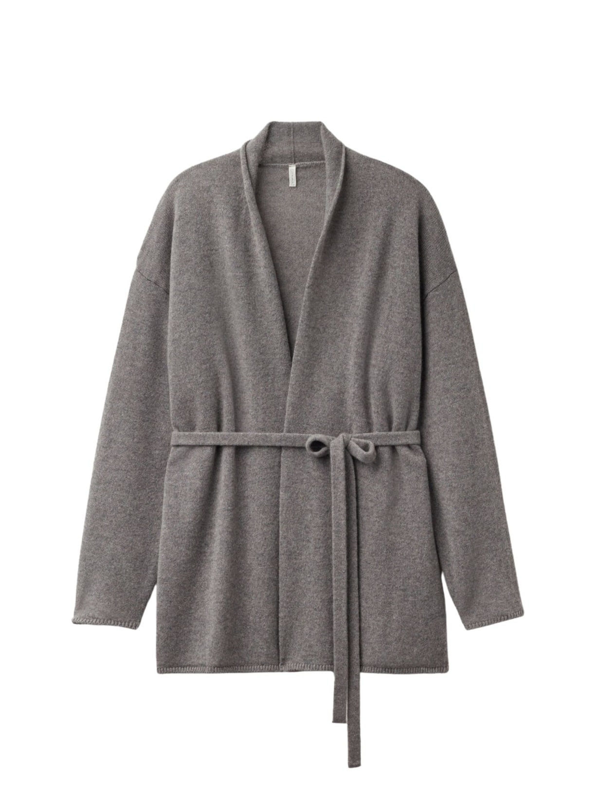 Cardigan Com Cinto 100% Cashmere - Cinza