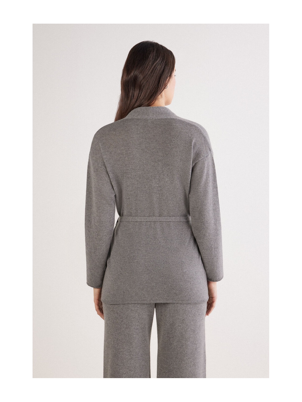 Cardigan Com Cinto 100% Cashmere Cinza Intimissimi