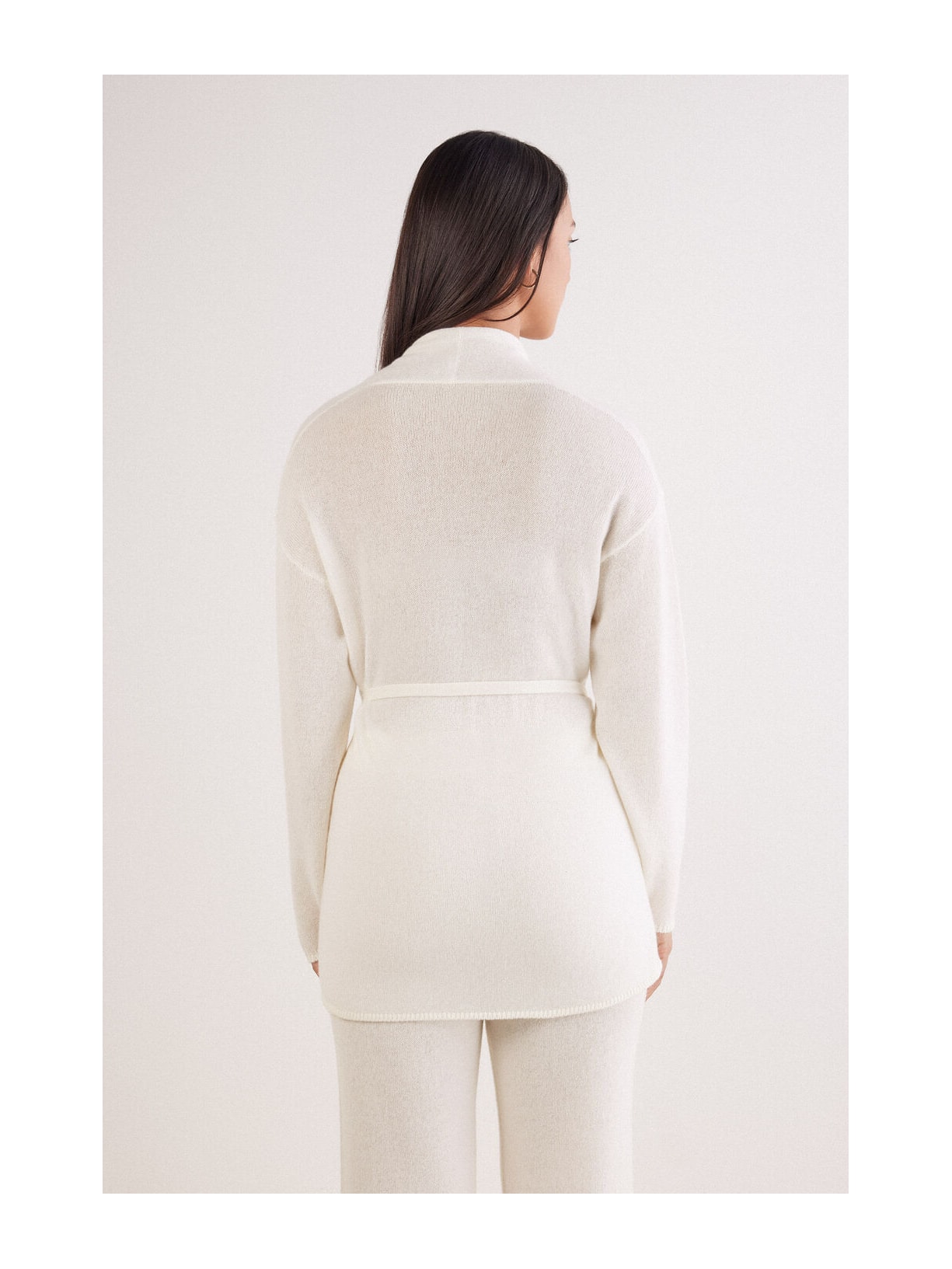 Cardigan Com Cinto 100% Cashmere Marfim Intimissimi