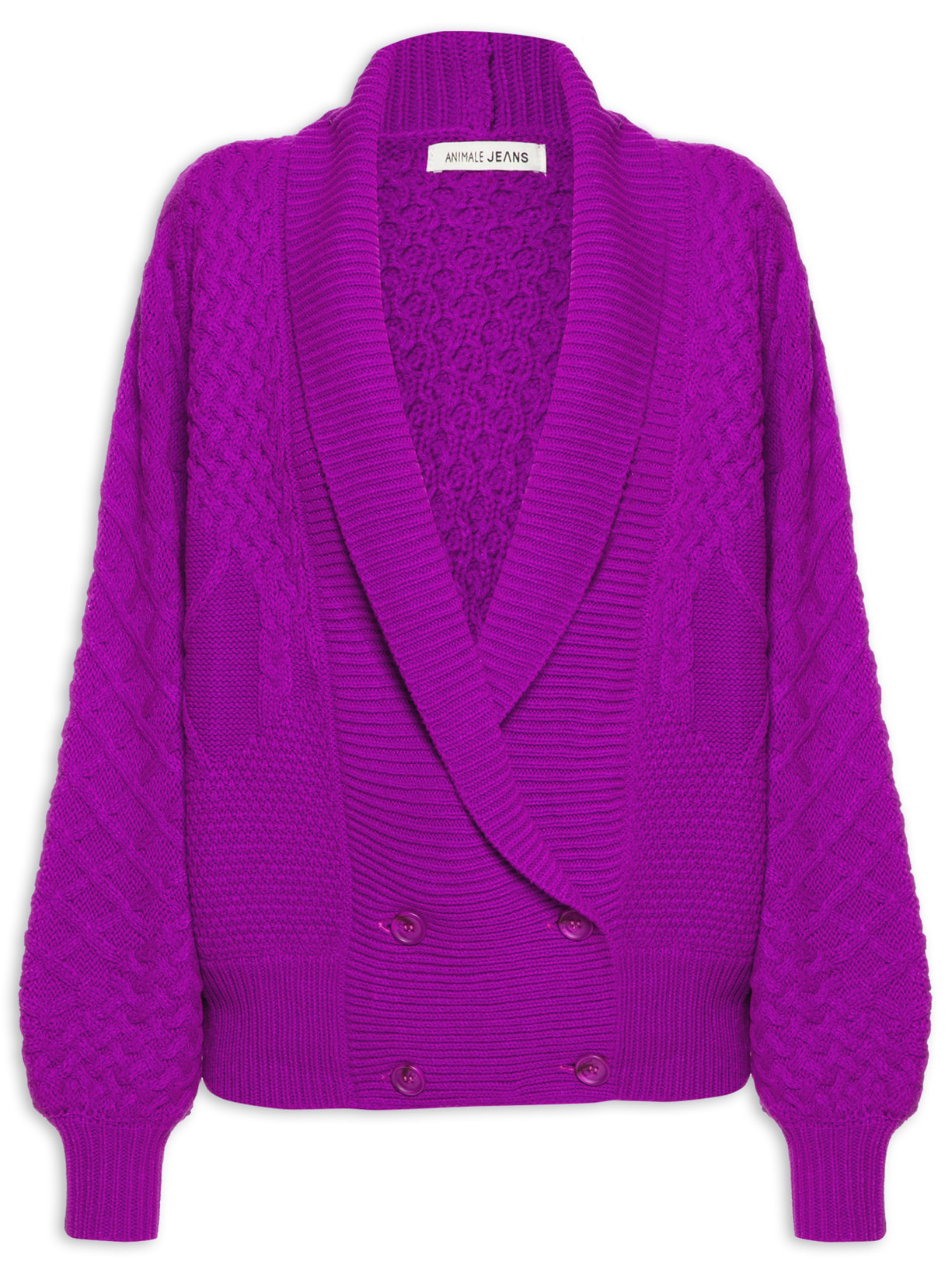 Animale Jeans - Cardigan De Tricot Texturas - Roxo
