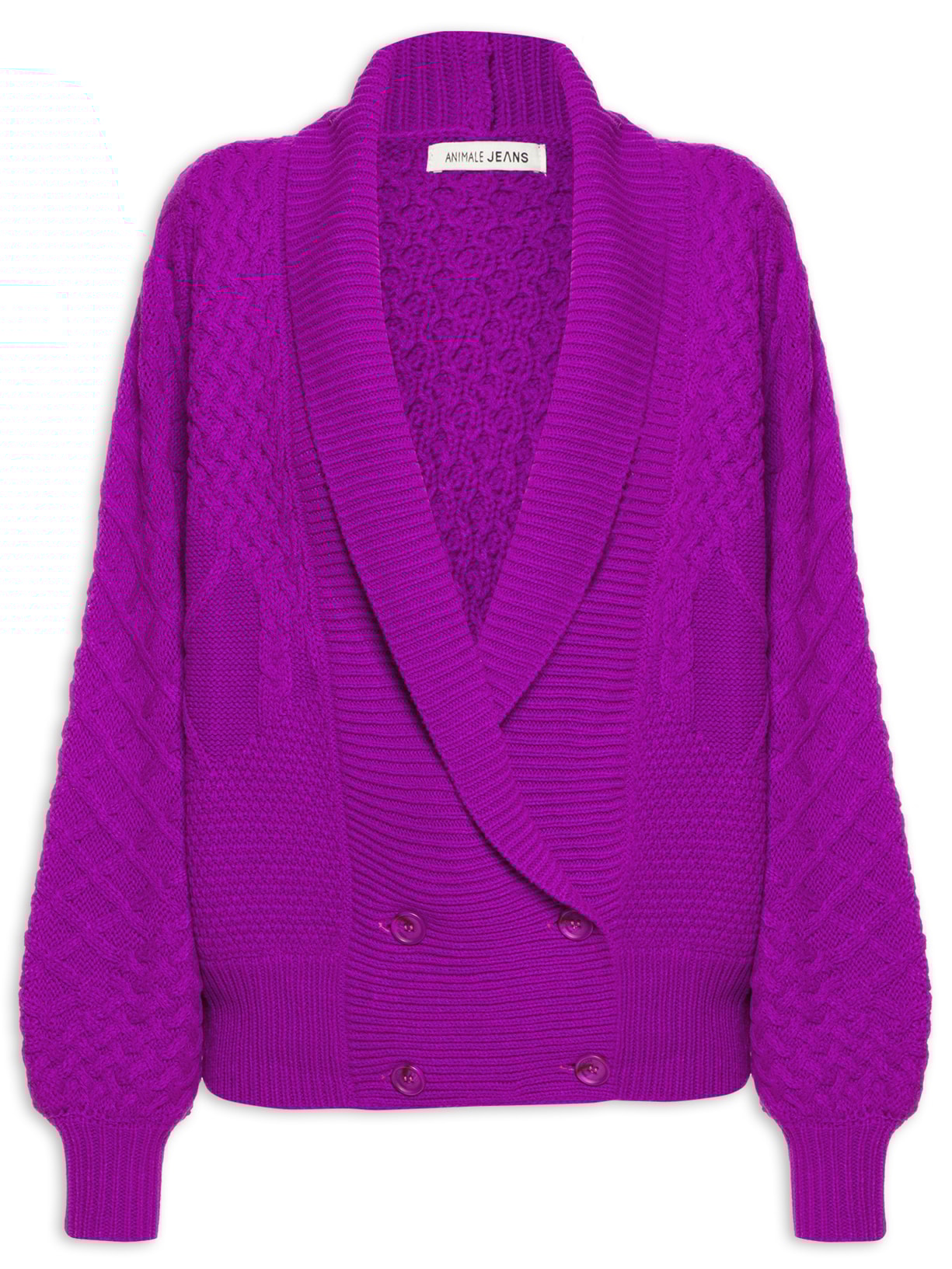 Cardigan De Tricot Texturas - Roxo