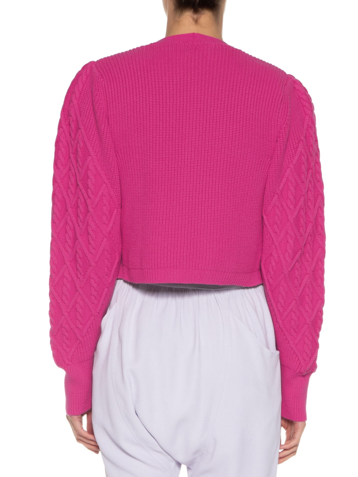 Cardigan Feminino Aberto Com Tranças Rosa Anselmi