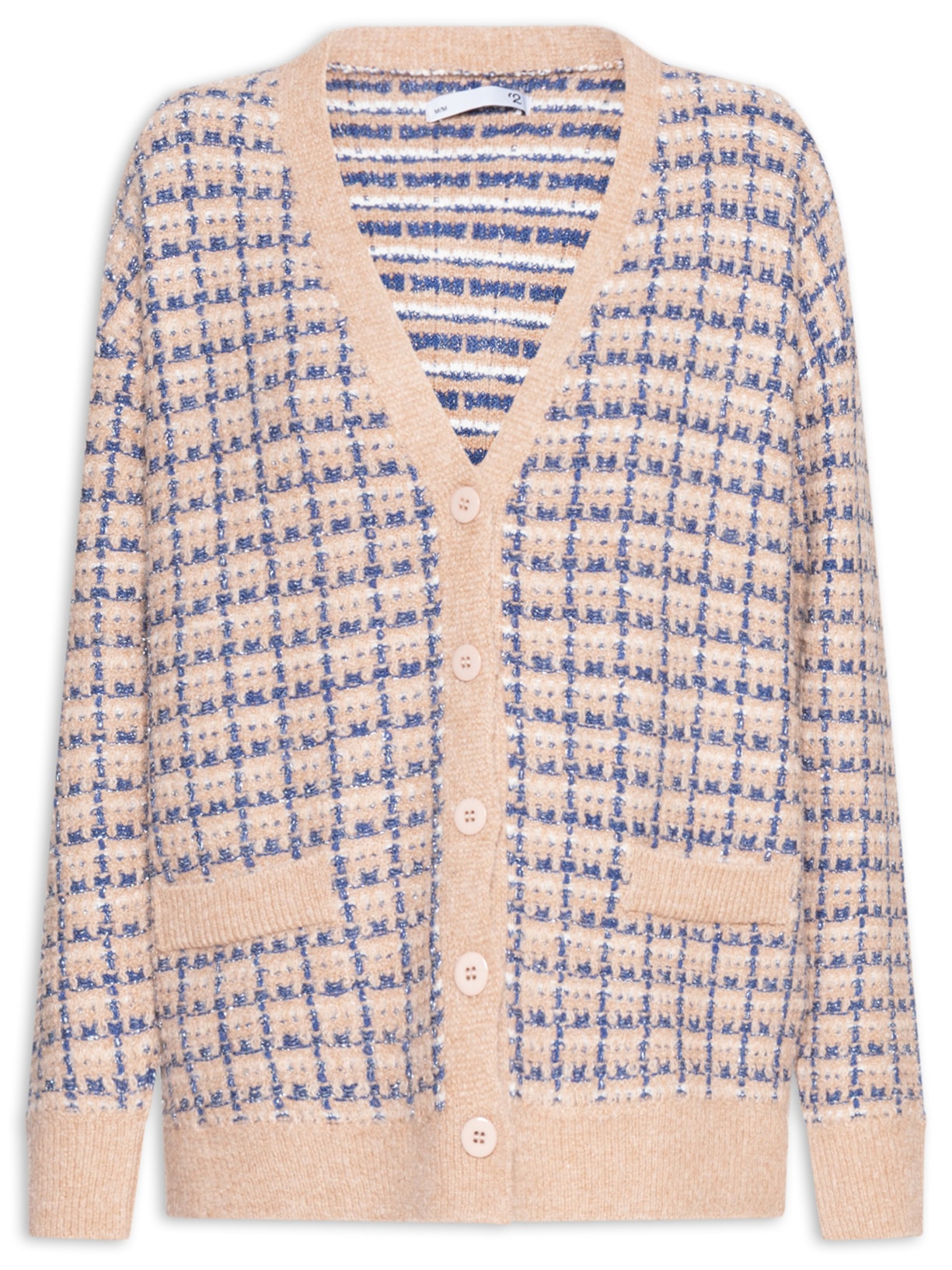 Cardigan Feminino Alongado Com Bolsos - Azul