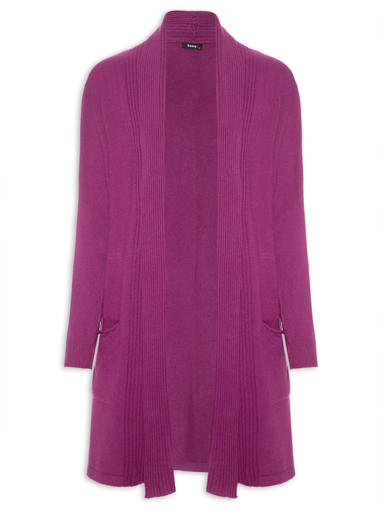 Cardigan Feminino Alongado Com Bolsos - Rosa